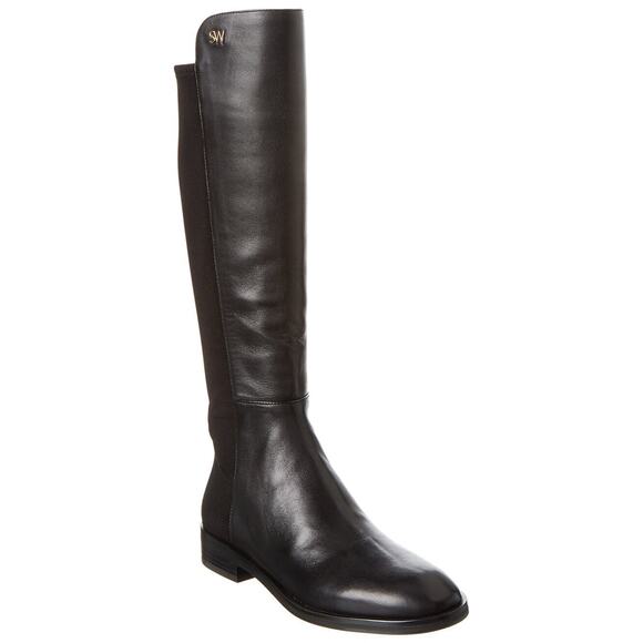 Stuart Weitzman Keelan Leather Tall Boot - 10 - Black - Picture 1 of 4